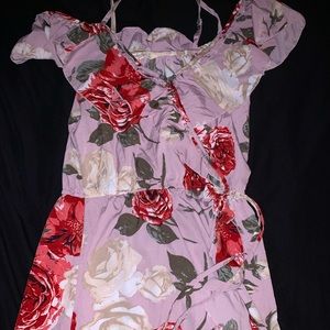 Long Purple Flower dress with leg cut 🦵😏